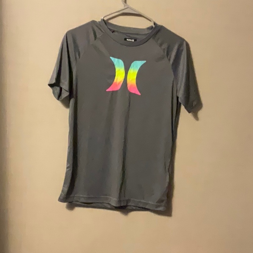 Hurley Gray Kids Short Sleeve Tee with Multicolor Logo